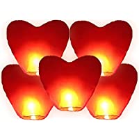 JRing Farolillos Voladores- Farolillos de Corazón Rojos (Pack 5)